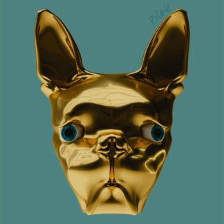 3D rendering of a gold boston terrier dog.